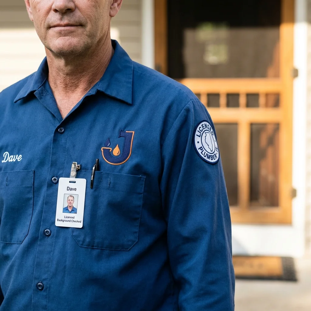 Licensed plumber showing ID badge in Grambling, LA