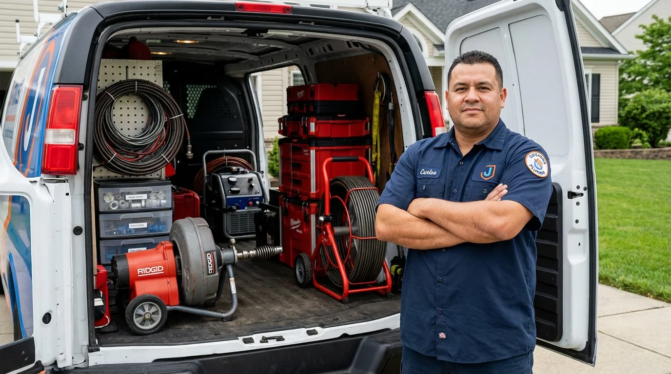 Professional drain cleaning equipment and Johns Plumbing LLC plumber in Grambling