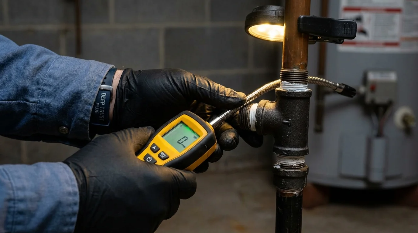 Gas leak detection with electronic sniffer by Johns Plumbing LLC in Grambling